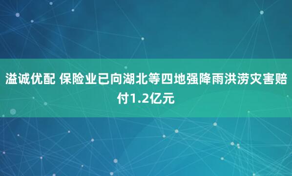 溢诚优配 保险业已向湖北等四地强降雨洪涝灾害赔付1.2亿元