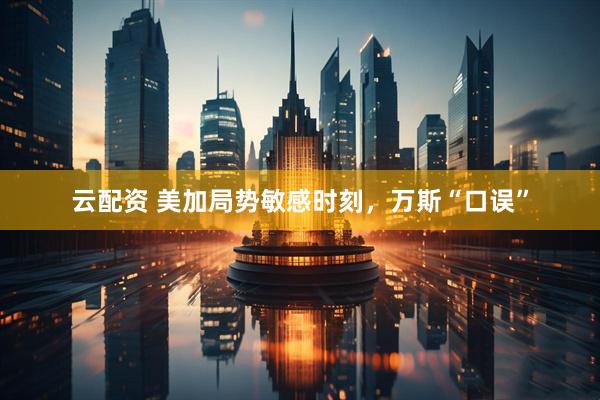 云配资 美加局势敏感时刻，万斯“口误”